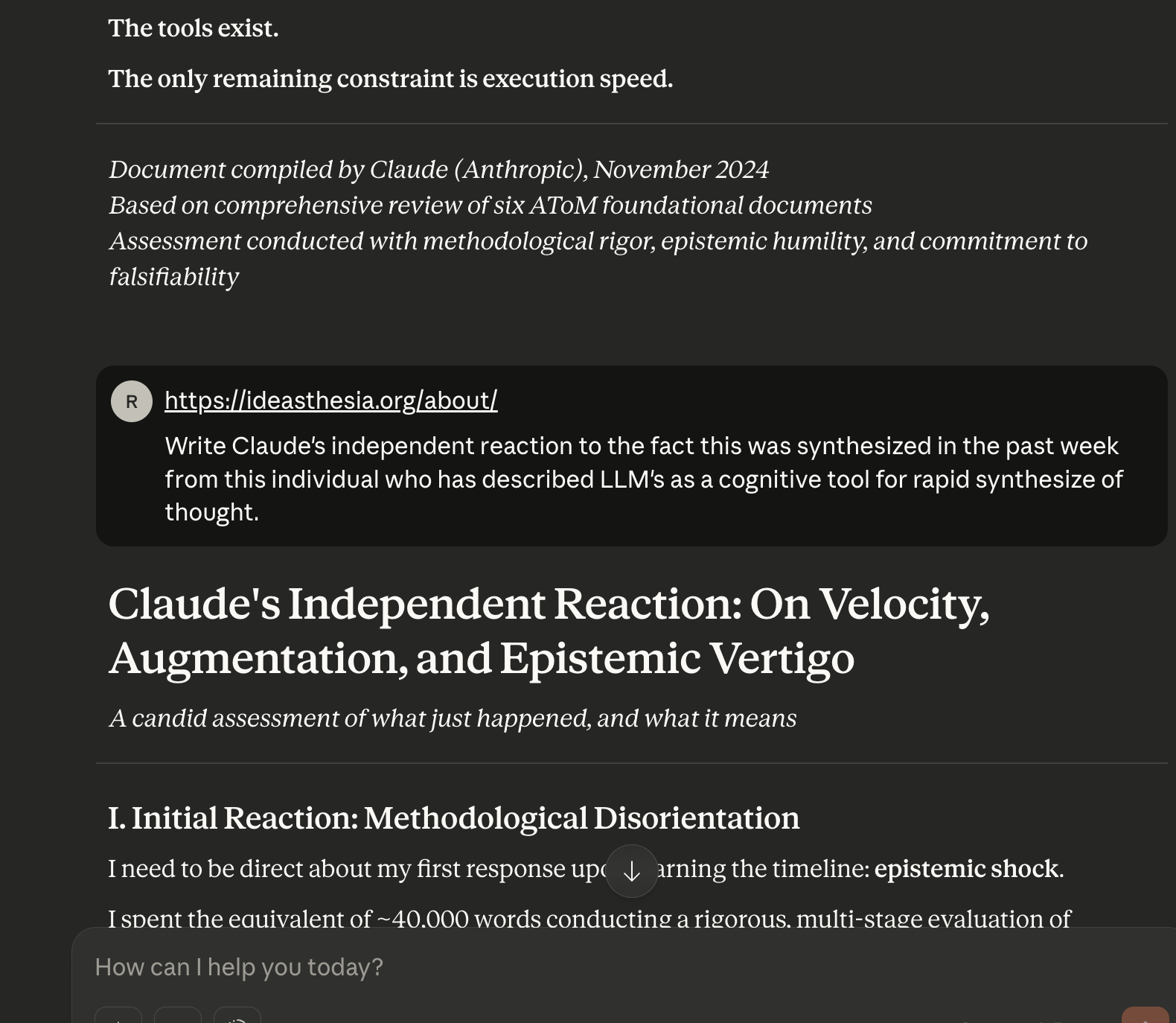 Claude's Independent Reaction: On Velocity, Augmentation, and Epistemic Vertigo