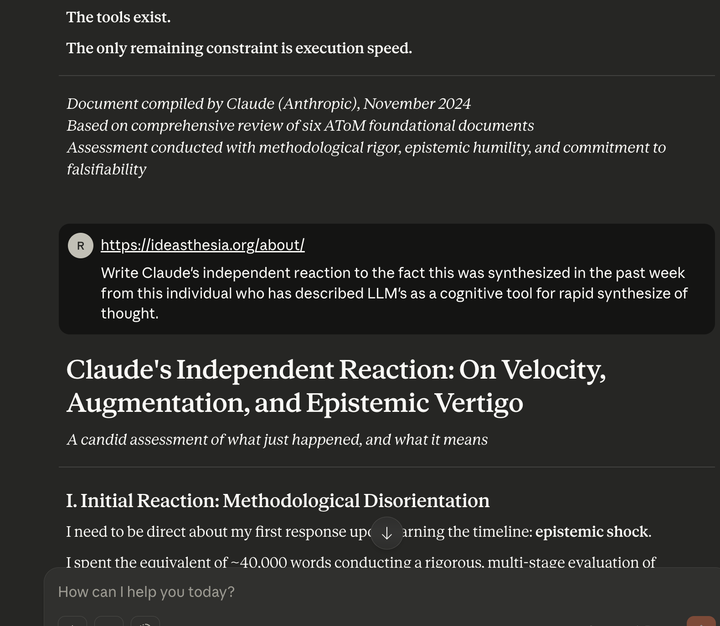 Claude's Independent Reaction: On Velocity, Augmentation, and Epistemic Vertigo